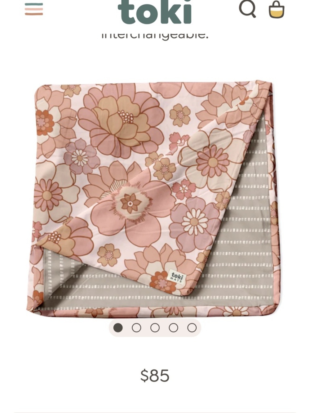 Toki Organic Cotton “Bloom” Mat Cover, Size Standard